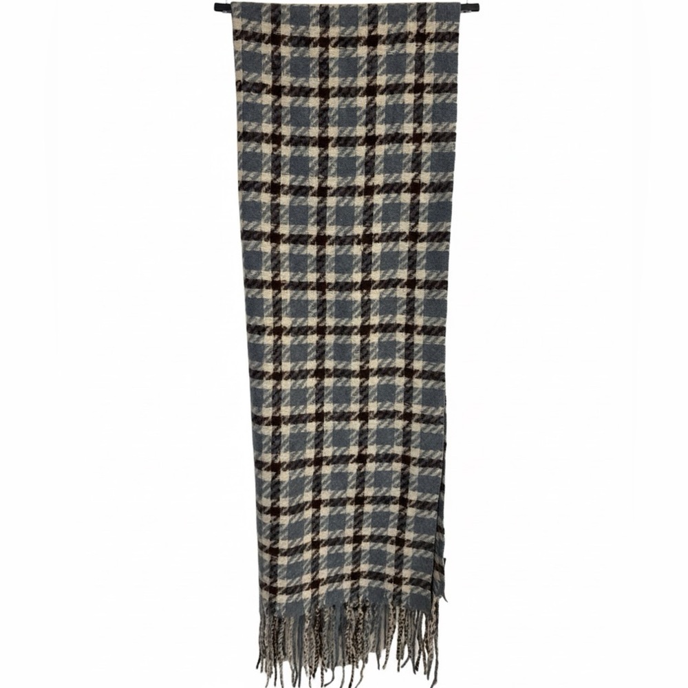 🔴 Cozy Houndstooth Plaid Oversized Scarf/Wrap with Fringe